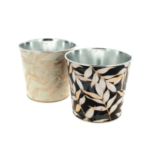 Cache-Pot Feuille Papillon Noir/Crème (3 tailles)