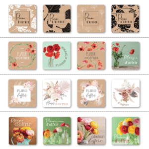 Étiquettes adhésives QUATRO CARRE "Plaisir D'offrir"