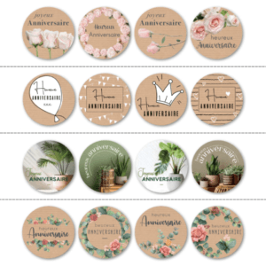 Étiquettes adhésives QUATRO RONDO "Anniversaire"