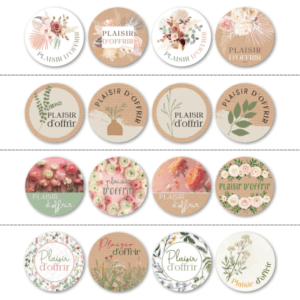 Étiquettes adhésives QUATRO RONDO "Plaisir D'offrir"