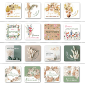 Étiquettes adhésives QUATRO CARRE "Anniversaire"