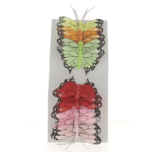 Boite de 12 Papillons sur pic assortiment de 6 couleurs / PL014-A6