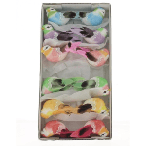 Boite de 12 Oiseaux sur pic assortiment de 6 couleurs / PL005-A6