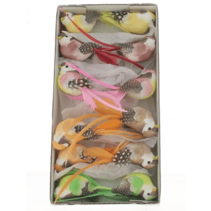 Boite de 12 Oiseaux sur pic assortiment de 6 couleurs / PL009-A6