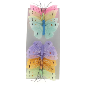 Boite de 12 Papillons sur pic assortiment de 6 couleurs / 24PL1005-A6