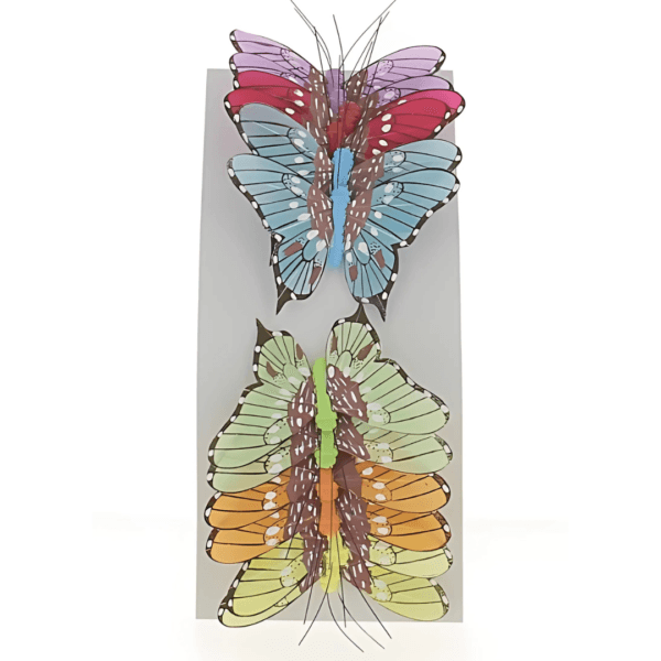 Boite de 12 Papillons sur pic assortiment de 6 couleurs / PL019-A6