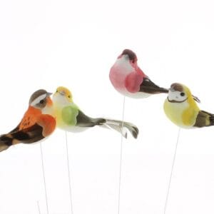 Boite de 12 Oiseaux sur pic assortiment de 4 couleurs