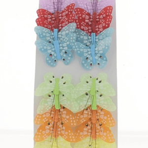 Boite de 24 Papillons sur pic assortiment de 6 couleurs / PL027-A6