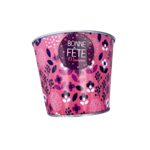C. POT ZINC+MAGNET "BONNE FETE MAMAN" / 2 Tailles