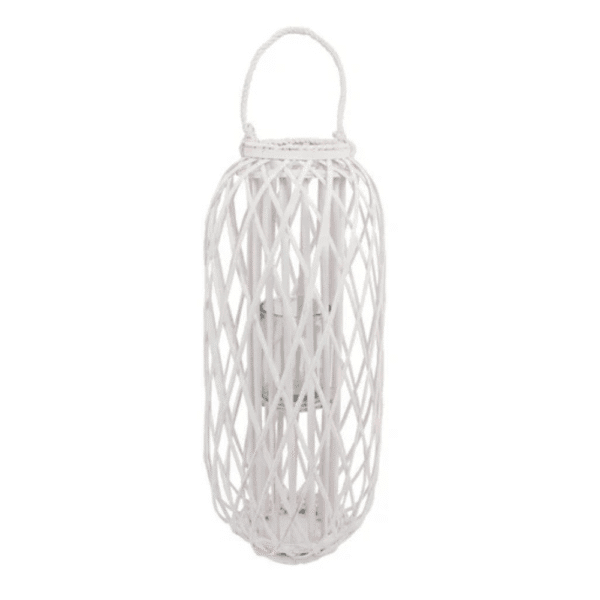 Maxi lanterne osier BLANC - hauteur 80 cm