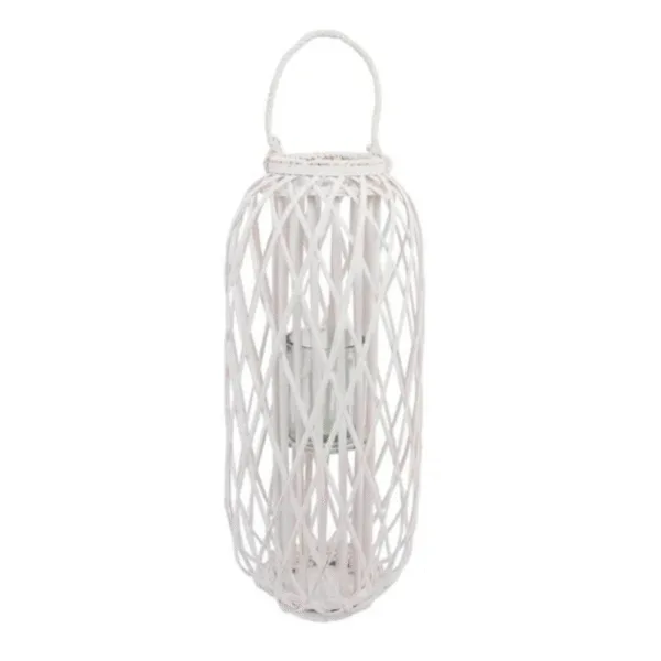 Maxi lanterne osier BLANC - hauteur 80 cm