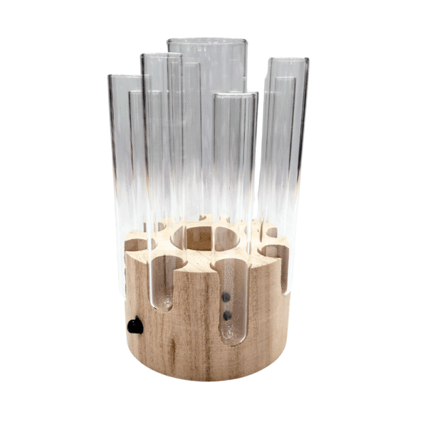 9 TUBES EN VERRE + LED SUR SUPPORT BOIS