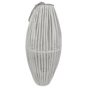 LANTERNE OVALE OSIER BLANC - Hauteur 80cm