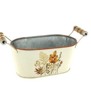 JARDINIERE POIGNEE BOIS automne 19.5X11.5 H9CM