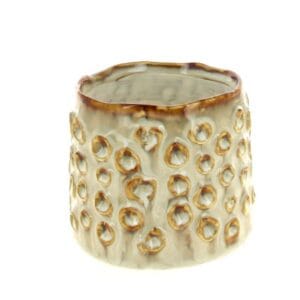 CACHE POT BULLE beige D13 H10.9CM