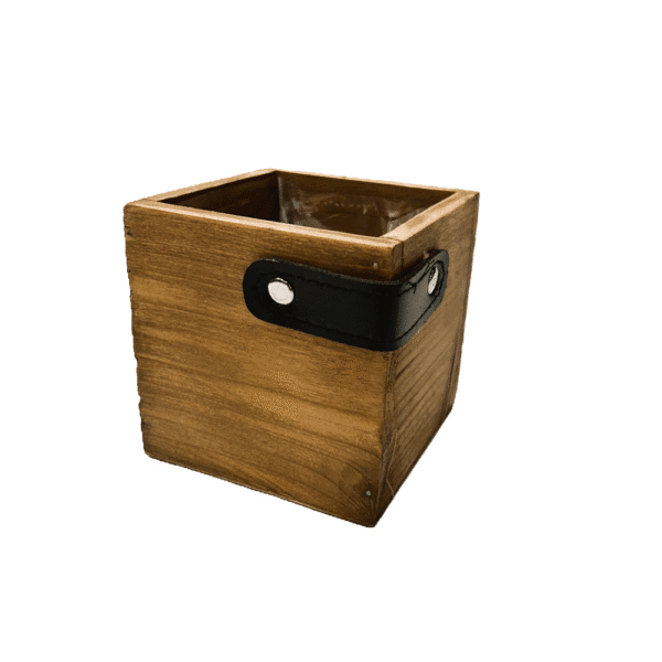 CACHE POT CARRE BOIS NATUREL 11CM 23FL1001