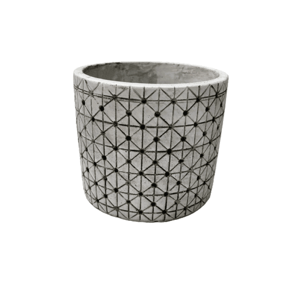 CACHE POT ROND CERAM. BLANC/NOIR H.10.5CM 19NWH2016