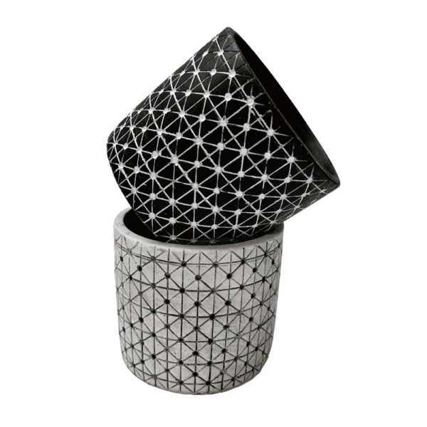 CACHE POT ROND CERAM. BLANC/NOIR H.10.5CM 19NWH2016 – Image 2