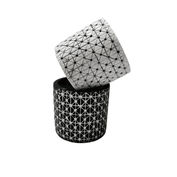 CACHE POT ROND CERAM. BLANC/NOIR H.7CM 19NWH2014 – Image 2