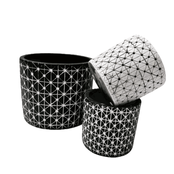 CACHE POT ROND CERAM. BLANC/NOIR H.7CM 19NWH2014 – Image 3