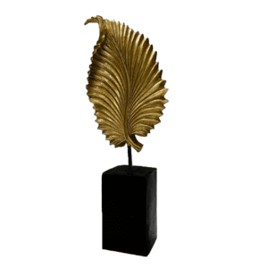 DECO FIGURINE RESINE FEUILLE DOREE H.36CM