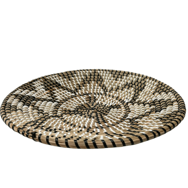 DECO SOUCOUPE EN OSIER BLANC/NOIR DIAM. 35CM
