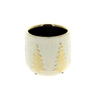 CACHE POT EN CÉRAMIQUE SAPIN DORÉ D10 H9CM (2COULEURS)