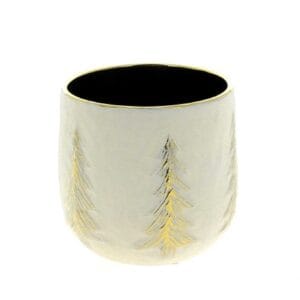 CACHE POT ORCHIDÉ EN CÉRAMIQUE SAPIN DORÉ D15 H13.5CM (2COULEURS)