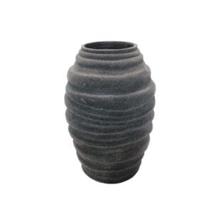VASE OVALE SPIRALE EN VERRE FINITION VELOURS GRIS