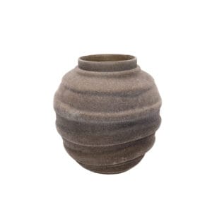 VASE BOULE SPIRALE EN VERRE FINITION VELOURS MARRON
