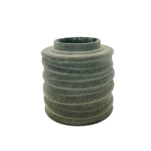 VASE DROIT SPIRALE EN VERRE FINITION VELOURS VERT