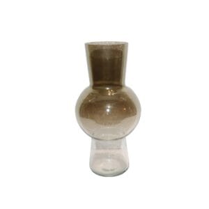 VASE BOULE À BASE CONIQUE EN VERRE MARRON FUME (2 TAILLES)