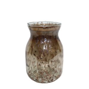VASE EN VERRE EFFET ECORCE LUSTREE MARRON FUMEE ∅16CM H21CM