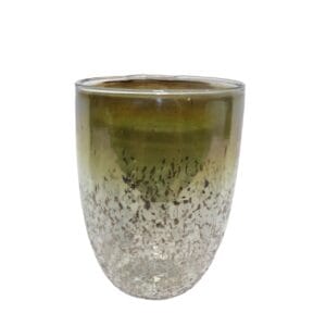 POT EN VERRE EFFET ECORCE LUSTREE VERT FUMEE ∅16CM H21CM