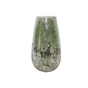 VASE CONVEX EN VERRE EFFET ECORCE LUSTREE VERT FUMEE ∅16.5CM H29.5CM
