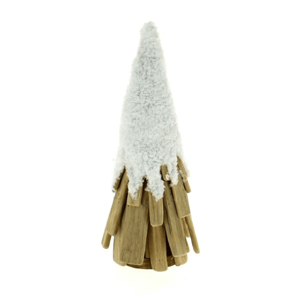 DÉCORATION SAPIN EN BOIS SOMMET ENNEIGÉ (2TAILLES)