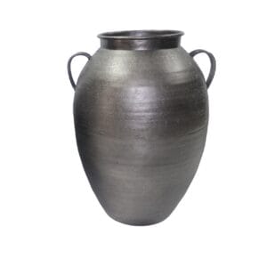 JARRE EN MÉTAL GRIS TEXTURÉ (2TAILLES)