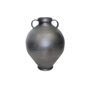 AMPHORE EN MÉTAL TEXTURÉ GRIS (2TAILLES)
