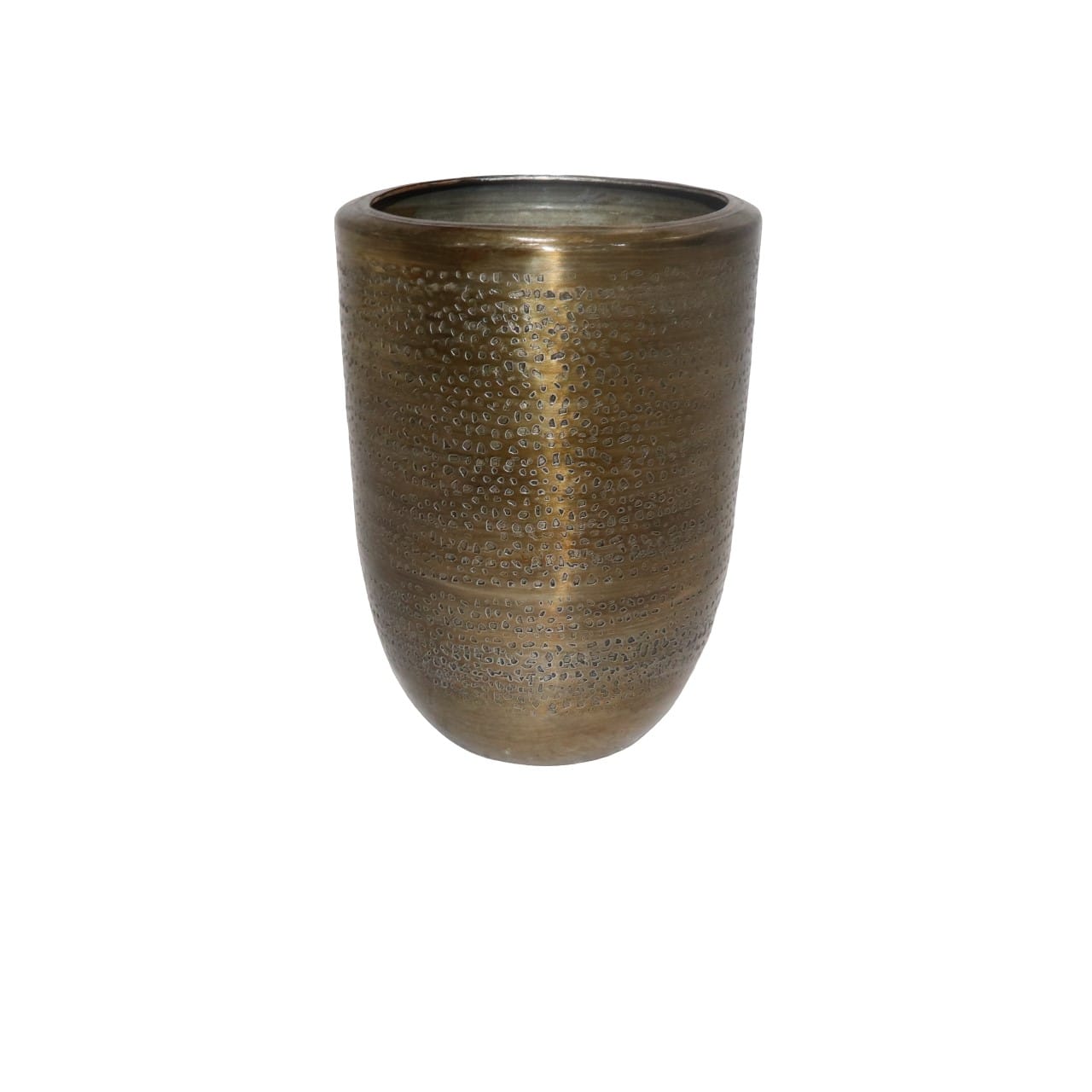 VASE CONIQUE EN MÉTAL TEXTURÉ DORE (2TAILLES)