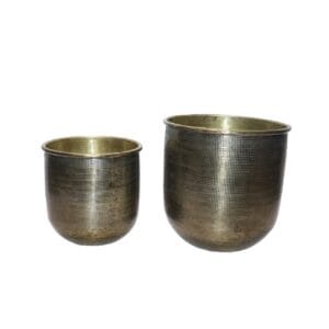 SET DE 2 POTS CHATAI EN MÉTAL TEXTURÉ DORÉ