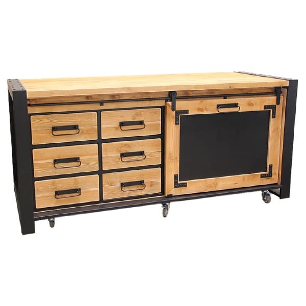 COMPTOIR FLEURISTE EN PIN NATUREL 200x80CM H90CM