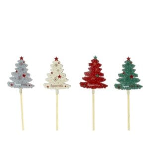 SACHET DE 12 PICS SAPINS JOYEUSE FÊTES H26CM
