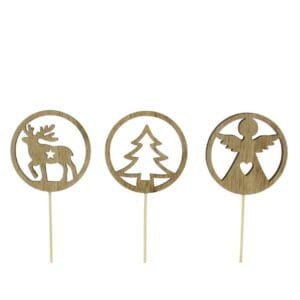 SACHET DE 12 PICS RONDS BOIS 3 DESIGNS