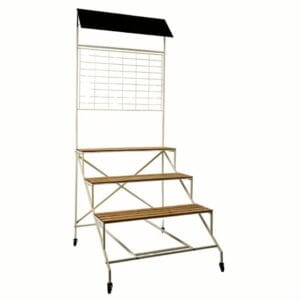 CHARIOT ETAGÈRE MÉTAL BLANC AVEC PANNEAUX ARDOISE 84X80CM H192CM