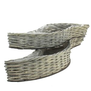 LOT DE 2 VANNERIES VAGUE EN OSIER GRIS