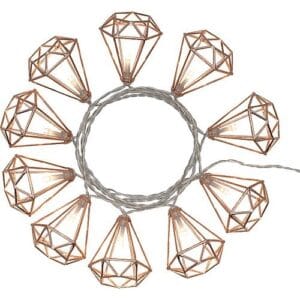 GUIRLANDE LUMINEUSE DECO METAL DIAMANTS 10 LEDS BLANC CHAUD