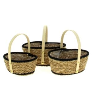 LOT DE 3 PANIERS OVALS OSIER NOIR 24TGH1006