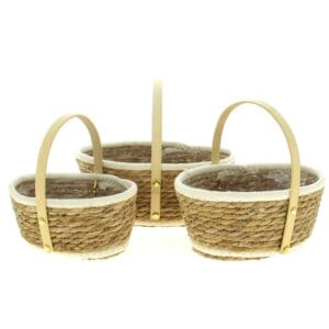 LOT DE 3 PANIERS OVALS OSIER BLANC 24TGH1006