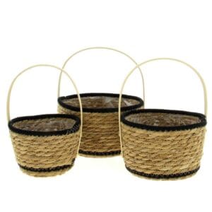 LOT DE 3 PANIERS RONDS OSIER NOIR 24TGH1010