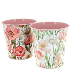 C.POT FLEURS ROSES Ø17CM H16CM (asst 2 designs)